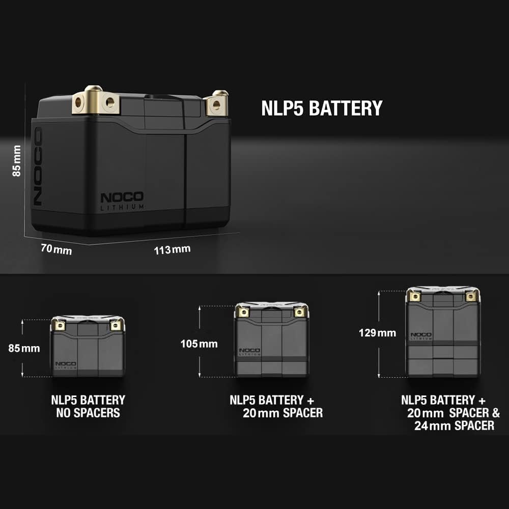 NOCO Lithium NLP5: Ultra-Light 12V Lithium Motorbike Battery &ndash; Group 5 &ndash; 2Ah &ndash; 250A Start Power &ndash; Intelligent BMS &ndash; UL Certified image number 3