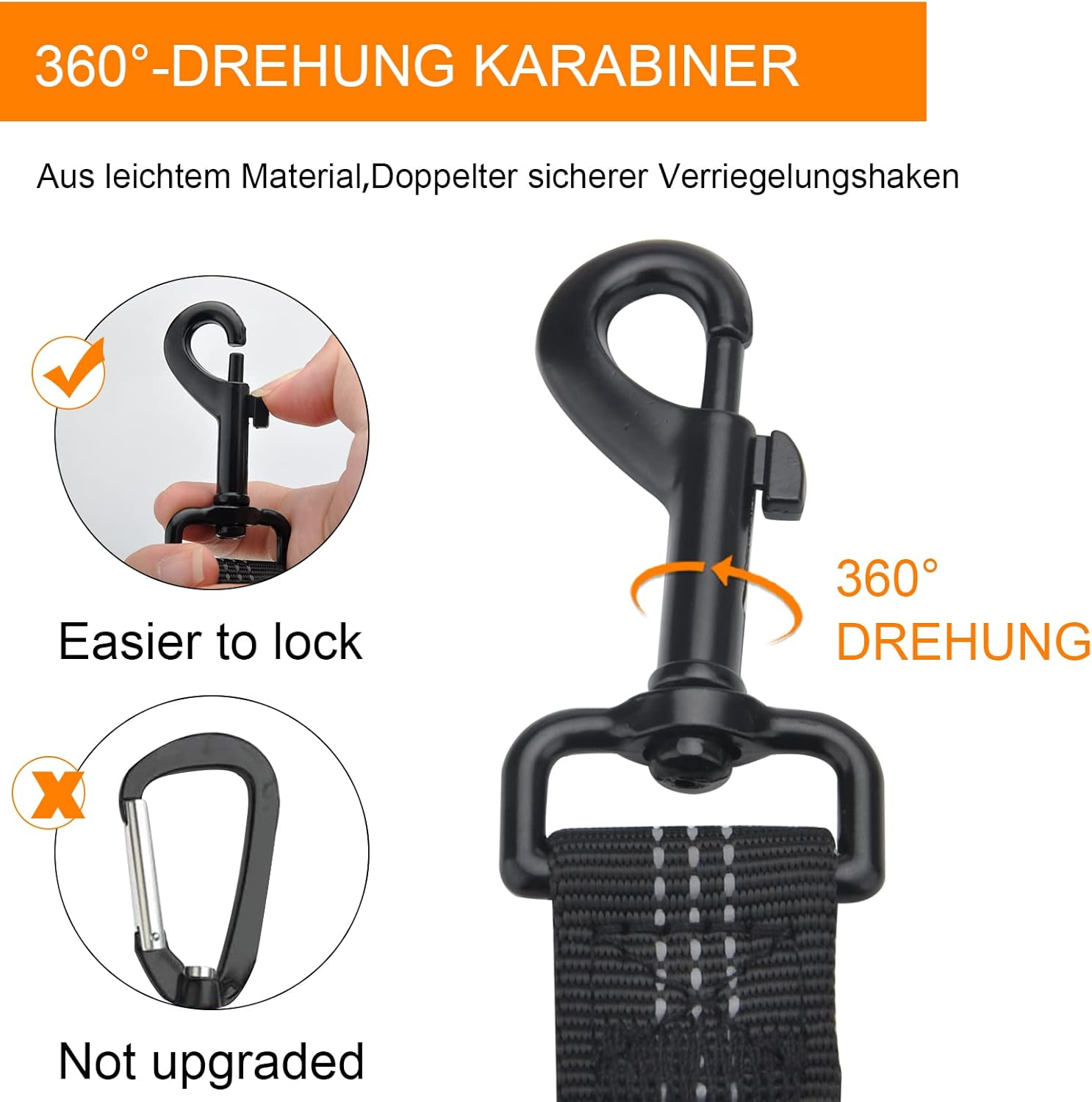 Dog Seat Belt, Pack of 2 Adjustable Seat Belt Dogs for Car, 3-In-1 Reflective Bungee Dog Belt for Car with Hook Seat Belt Dog Car for All Dog Breeds & Car Types (Black) image number 5