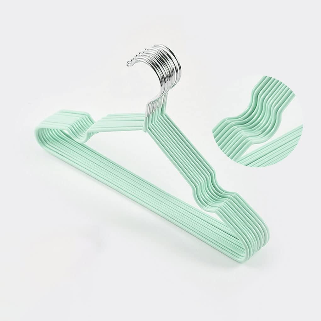 Vivva Non Slip Kids Hangers Not Plastic, [10 Pack] Baby Hangers Stainless Steel Children Cloth Durable for Closet,Perfect Infant Toddler Hanger(Green) - Blue image number 7