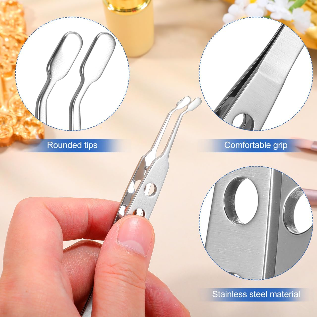 Gatuida Meibomian Gland Expressor Tweezers Stainless Steel Eyelid Massage Forceps Precision Eyelid Compressor Tool with Non-Slip Handle for Mgd Treatment And image number 4