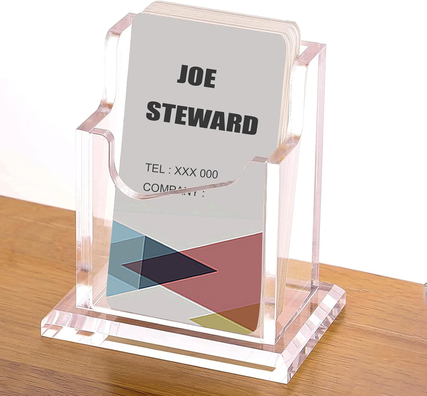 PARTSPOWER Acrylic Business Card Holder for Desk, Horizontal Clear Business Name Card Display Stand, Desk Accessory Business Name Card Organizer (Horizontal, 4-Slot) image number 2