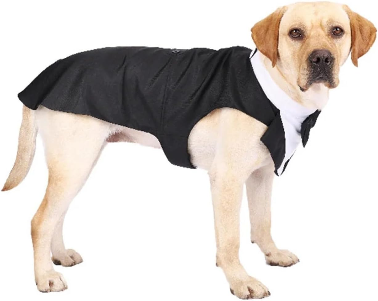 Dog Clothes Dog Pet Suit Dogs Clothes Wedding Outfits Tuxedo Puppy Tie Jumpsuit Shirts Wear Outfit Winter Birthday Tuxedos Apparel Warm (Color : Black White, Size : 2XL) image number 2