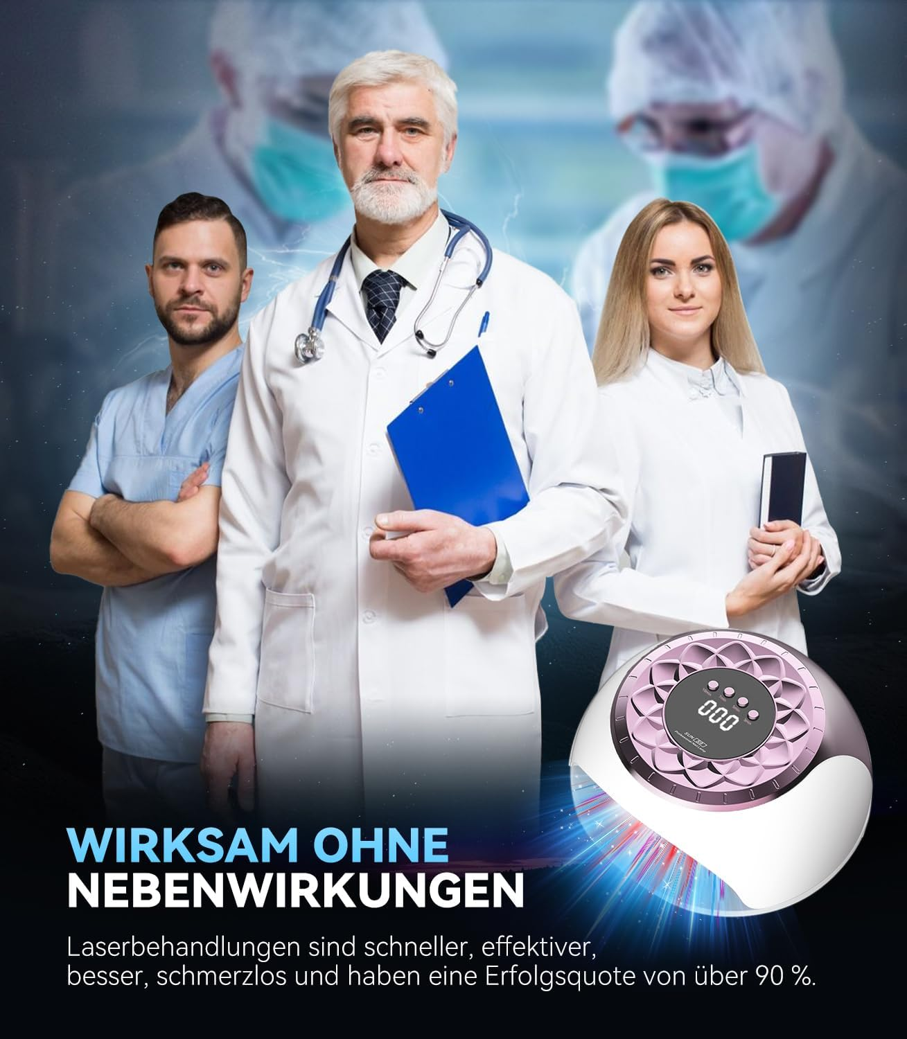 IUHFSIFS 5.0 Fingernails - Intelligent 3/5/7/10Min Timer Function Timing Device Equipment for Home Use, Both Hands/Feet Can Be Used Simultaneously Laser (Pink) image number 2