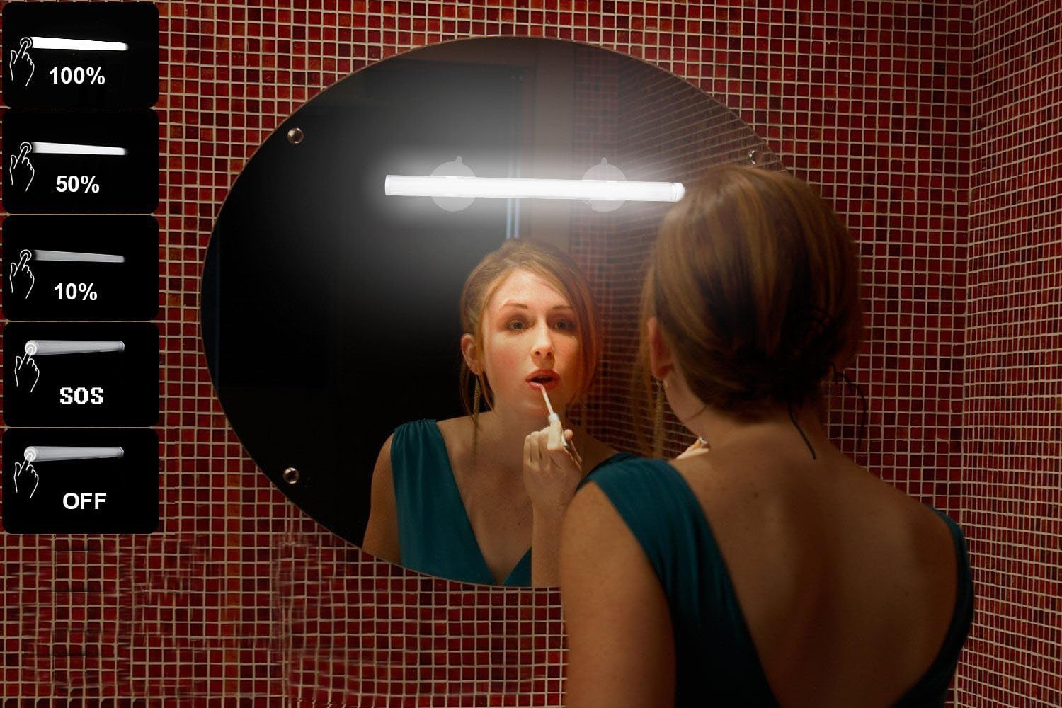 LED Mirror Light, Portable Vanity Light | Simulated Daylight | 4 Brightness Level Touch Control | Rechargeable Cosmetic Lamp, Bathroom Lighting Kit,Wireless Makeup Light image number 2