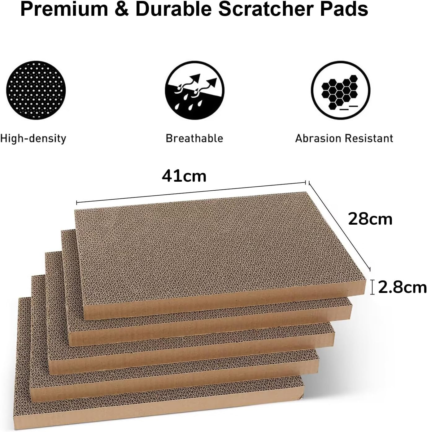 FUKUMARU Cat Scratcher with Box, 5 PCS Reversible Cat Scratch Pad, Corrugated Scratching Bed for Indoor Kitty, 5 in 1 Replacement Cardboard Refill Lounge for Small Medium and Large Cats, Lazy Cat