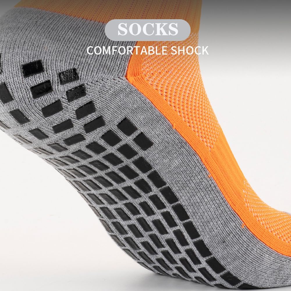 Men'S Sports Socks 3/5 Pairs of Men'S Mid Length Soccer Socks, Colored anti Slip and Grip Sports Soccer Basketball Socks image number 3