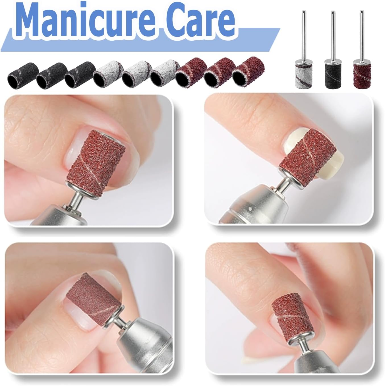 Bestgle Nail Drill Bits Set 10 Pcs Tungsten Carbide Nail File Bits and 75 Pcs Nail Sanding Bands with 1 Pc Mandrel Bit Gel Acrylic Nails Cuticle Remove Bits Electric Rotary Burrs for Nail Manicure Pedicure image number 2