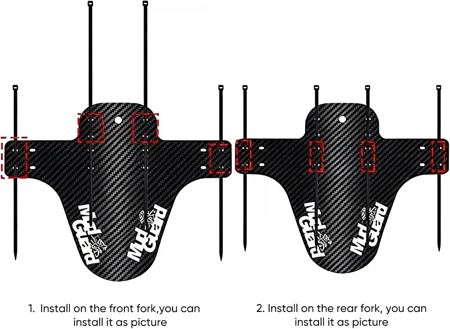 Rhoyee 2PCS Bike Fender Set | Universal Adjustable Mudguard for Mountain & Road Bicycle | Rear Splash Guard Compatible with Most Bicycles/E-Bikes/Mountain Bikes image number 3