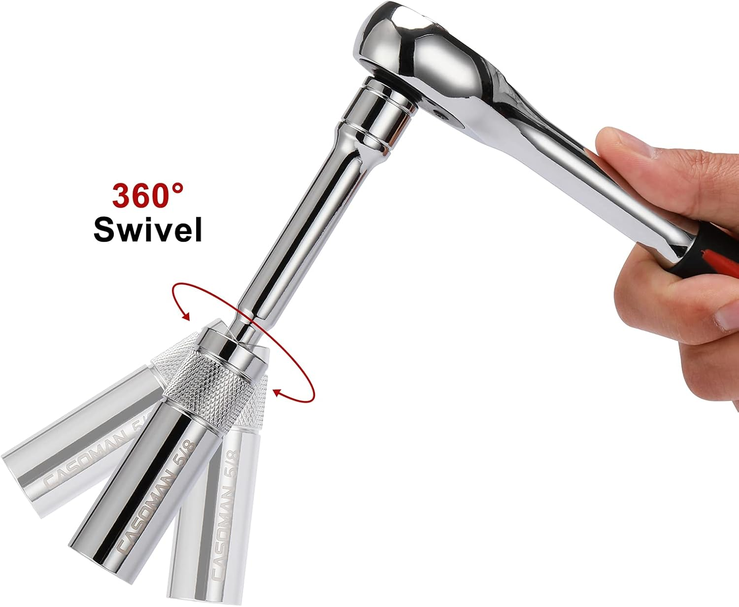 CASOMAN 6PCS 3/8-Inch Drive Magnetic Swivel Spark Plug Socket Set, Include 9/16-Inch, 5/8-Inch, 13/16-Inch, 14Mm Socket, Length: 4-Inch, 6-Inch, 11-Inch, 12-Point, CR-V image number 6