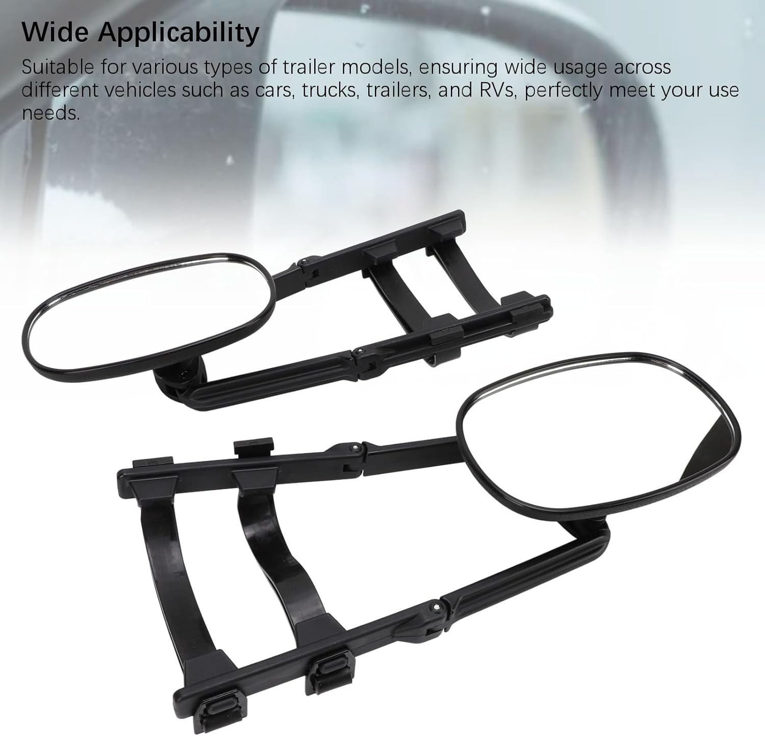 Extendable Pair Mirror Extenders, Clip on Towing Mirrors 360 Degree Adjustable Rearview Mirrors Ideal for Cars Trucks Rvs image number 1