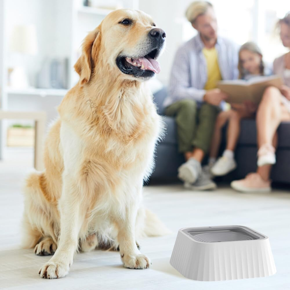 Hwtcjx Water Bowl for Dogs, Leak-Proof Drinking Bowl, Dog Feeding Bowl on the Go, 1.3 L Anti-Spill Dog Bowl Travel for Pets, Indoor, Outdoor, Car (Milky White) image number 3