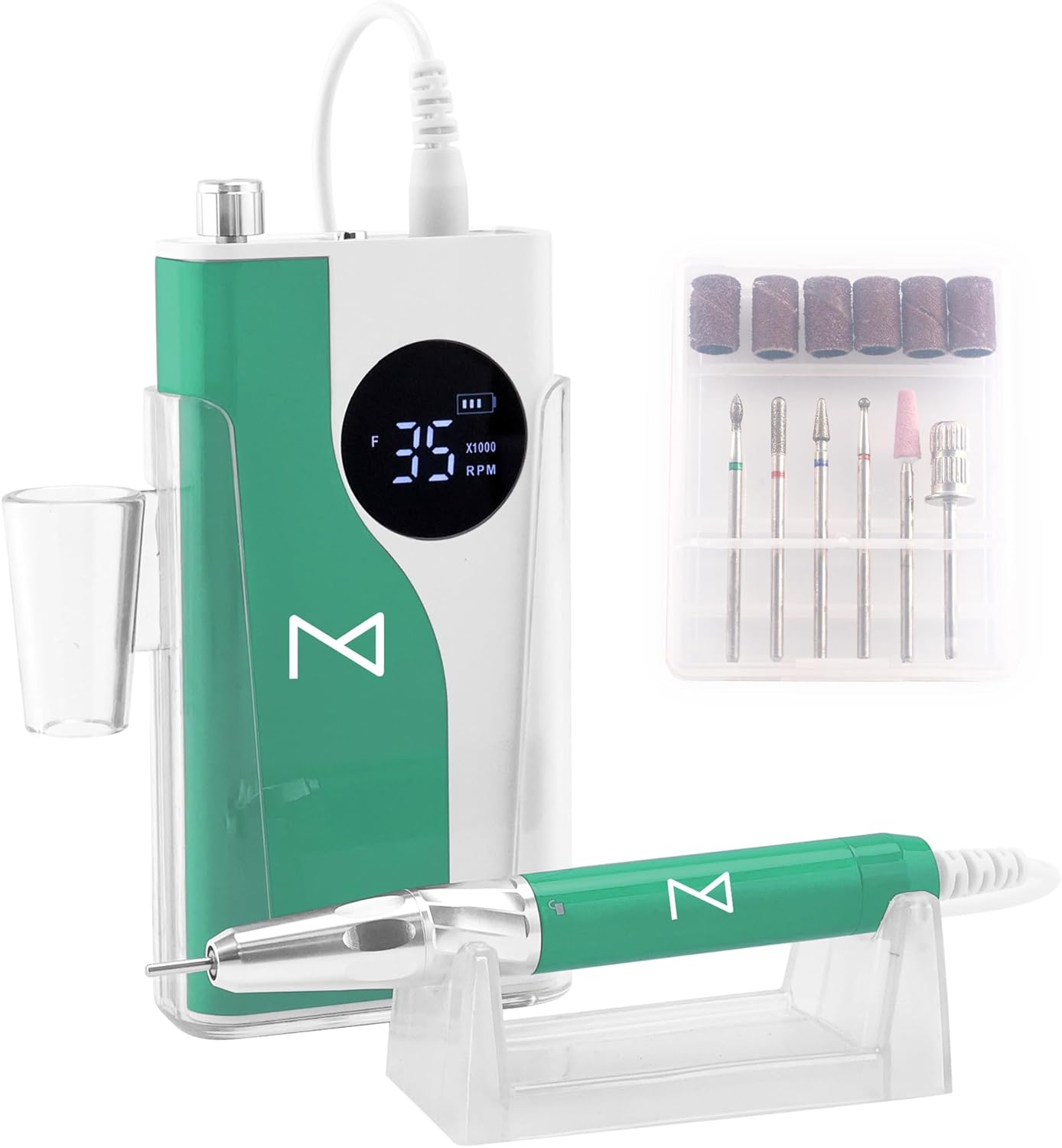 M &ndash; Ying Yang Brushless Nail Drill 35K RPM | Pro Cordless Efile 85W | Rechargeable USB-C Fast Charging | Portable Aluminum Alloy Shell | Quiet Low Vibration Tool for Acrylic Gel Nails (White)