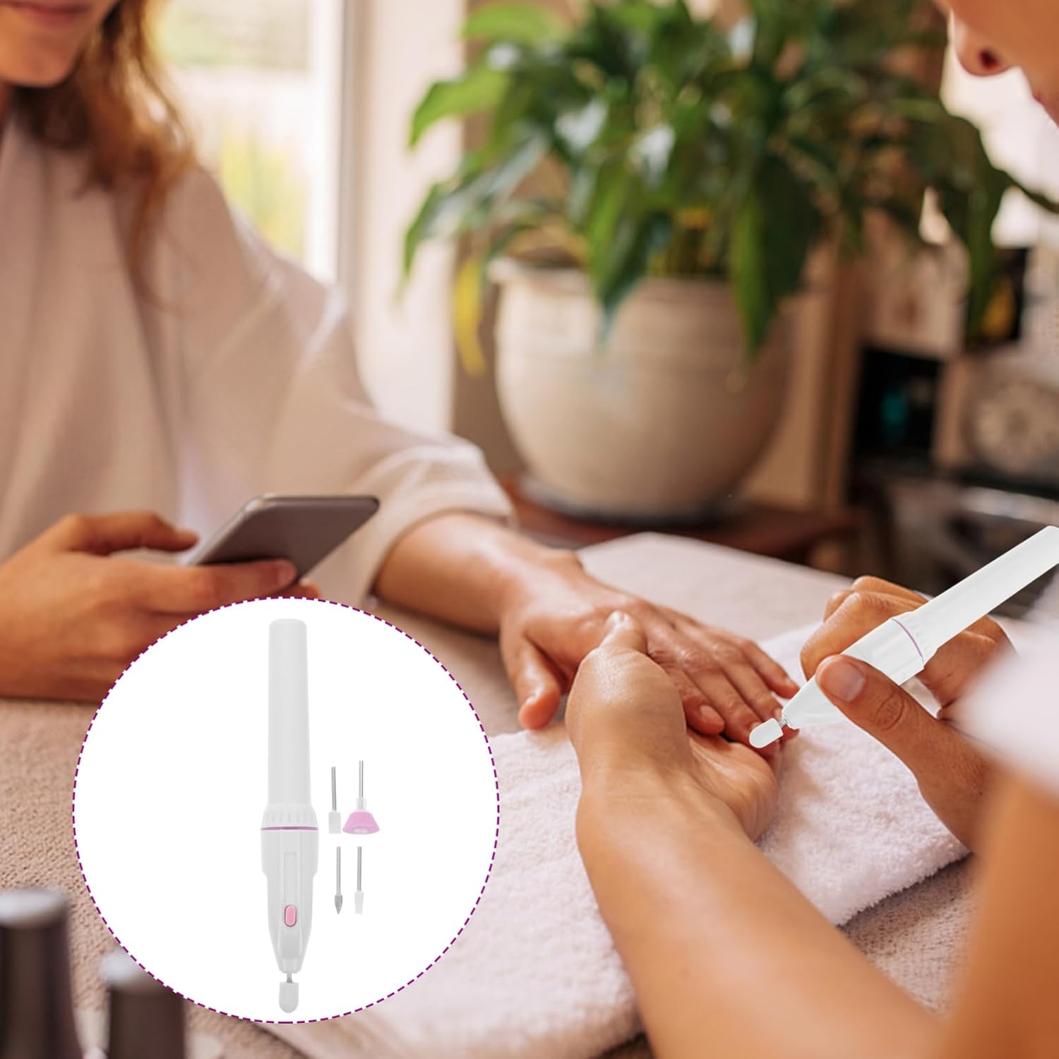 CLISPEED Electric Nail Polishing Machine Portable Manicure Polisher for Diy Nail Art for Home Salon Use without Battery image number 2