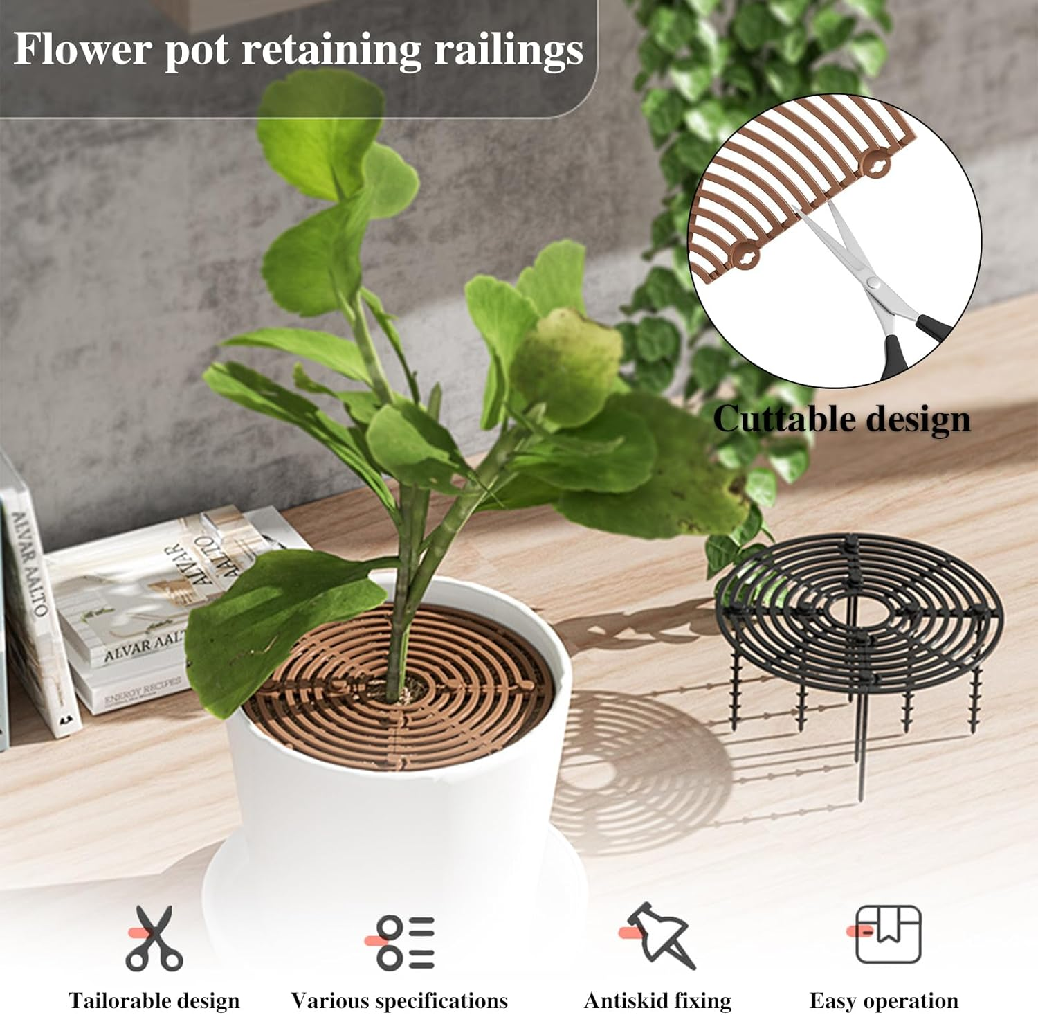 WUMUZAI 19 Cm Plant Pot Cover from Animals 2 Pack, Cuttable Plant Pot Grid with Stakes, round Flower Pot Soil Cover Protector, Keep Cats Out of Potted Plants for Indoor Outdoor Protection - 30 Cm/11.8 Inch image number 4