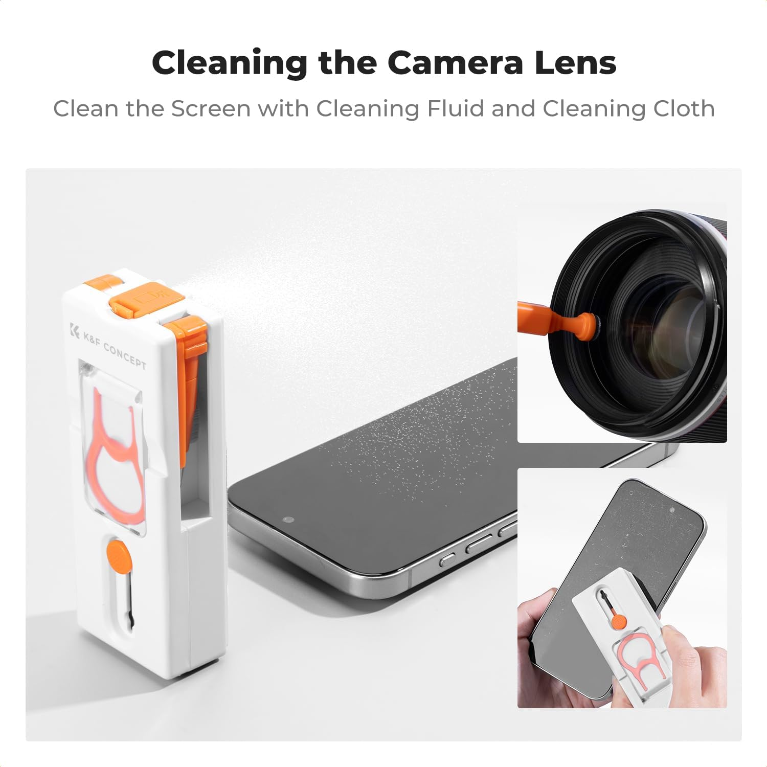 K&F Concept Newly Upgraded 11-In-1 Keyboard Cleaning Kit with Extra 60Ml Cleaner - Multifunction Electronic Device Cleaner Set for Cell Phone Tablet PC Camera Keyboard Earbud image number 2