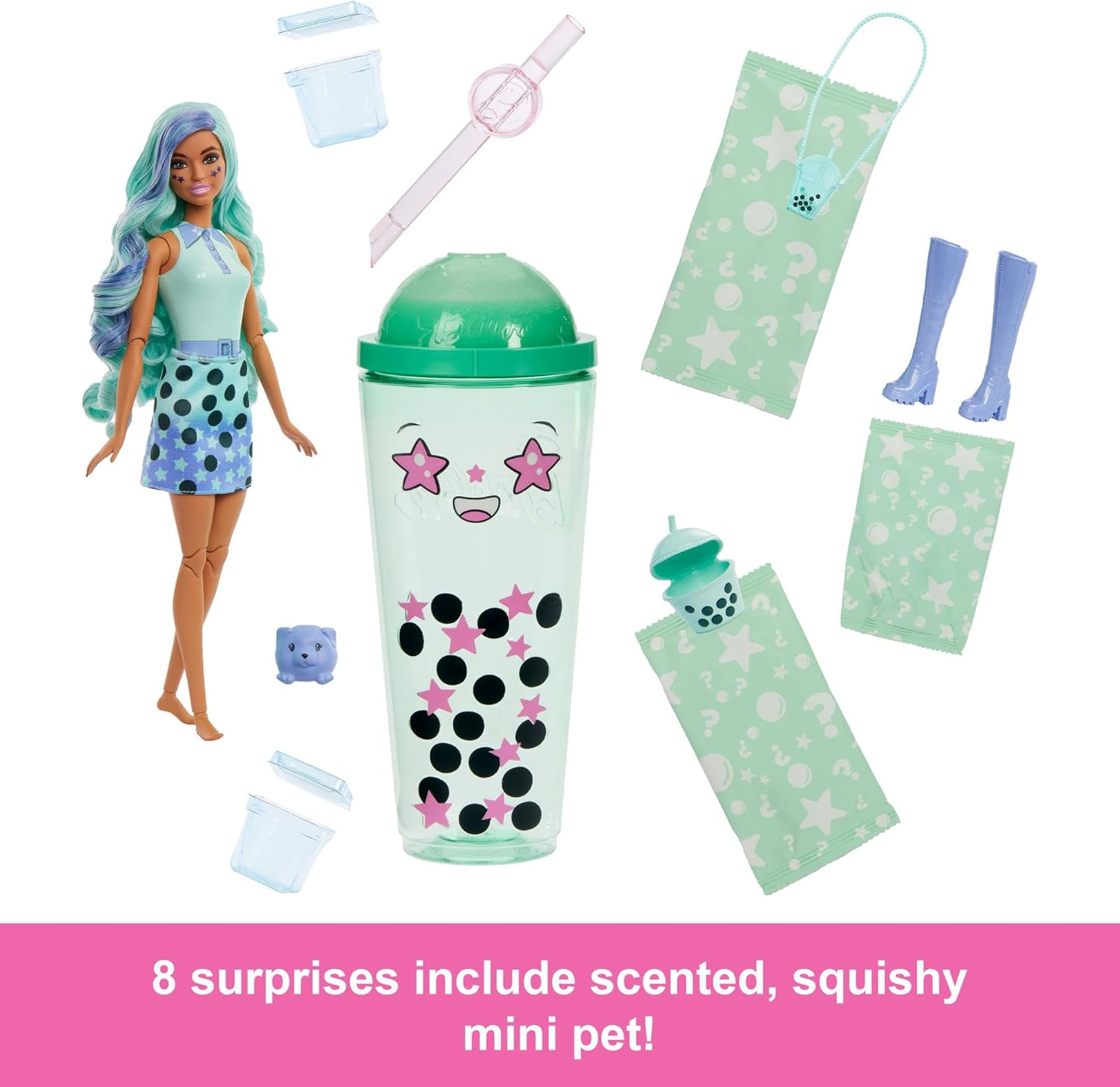 Barbie Pop Reveal Bubble Tea Series Doll & Accessories with Pet, 8 Surprises Include Color Change, Cup with Storage (Styles May Vary) image number 4