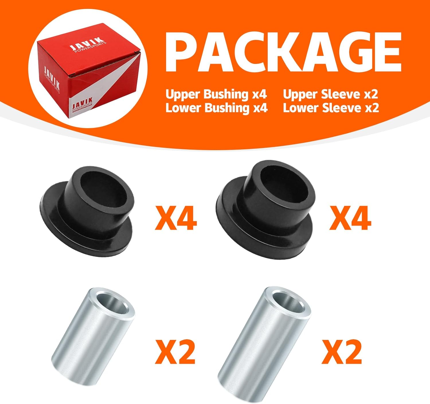 Front Shock Bushing Sleeve Kit for Polaris Ranger 1000 900 800 700 570 500 Diesel Brutus PRO XD