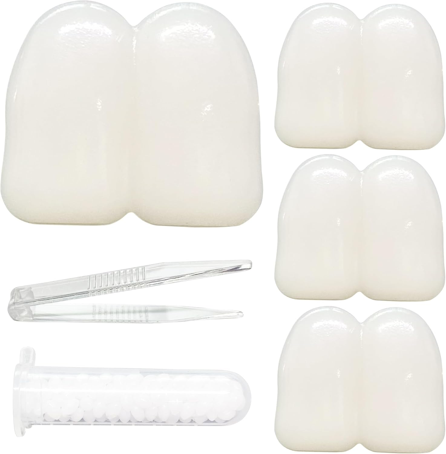 4 PCS Fake Buck Teeth for Witch Winnie Clown Bunny Costume Halloween Costume Accessories, 17 Mm Teeth Caps Big Buck Teeth for Men Women Boys Girls Cosplay Party Beige White, Beige White, Big image number 3