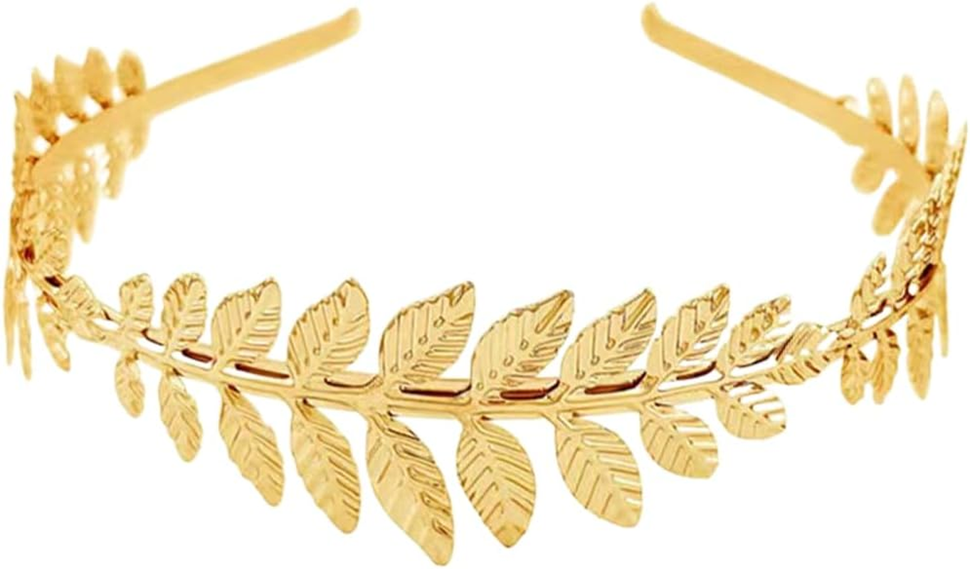 LAKJUOZ 1 Piece Roman Goddess Headband Women'S Hair Band Gold Headpiece Bridal Girls Laurel Wreath Hair Accessories Golden Wedding Boho Leaf Hair Crown Accessories