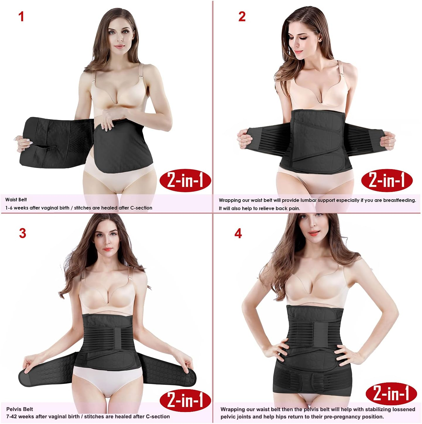 Chongerfei Postpartum Support Recovery Belly Wrap Waist/Pelvis Belt Body Shaper Postnatal Shapewear image number 2