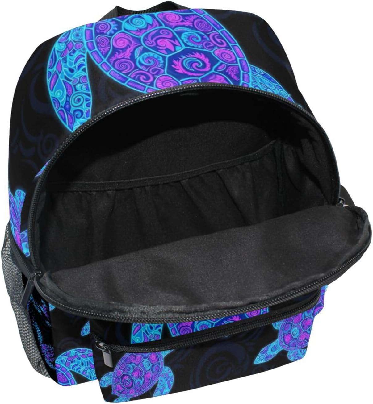 RPLIFE Toddler Backpack for Girls Boys, Neon Sea Turtles Black Little Kid'S Backpacks with Name Tag Mini, 3-8 Years