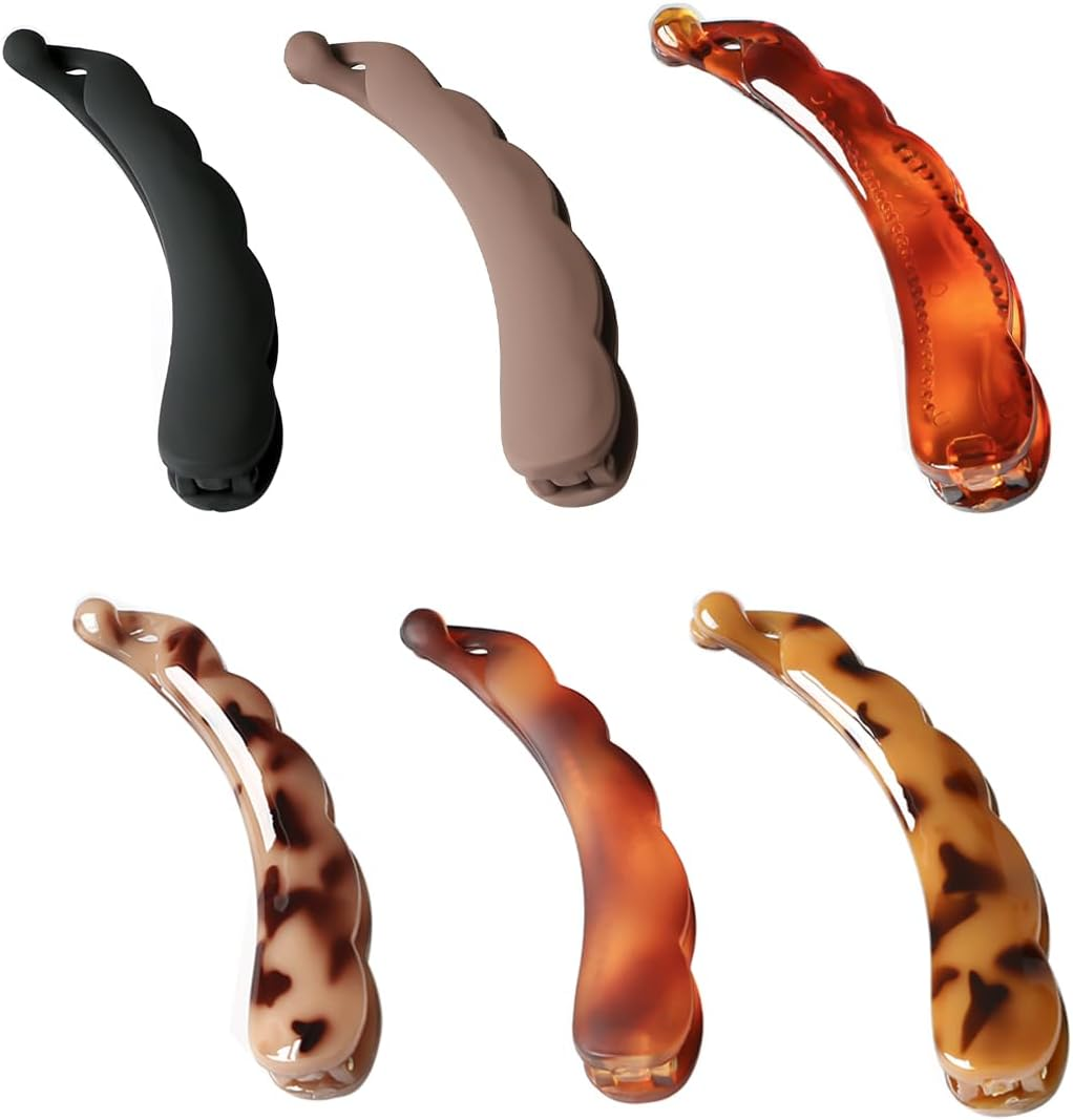 JRYXDS Pack of 6 Banana Hair Clips Vintage French Banana Hair Comb for Long Curly or Straight Hair (6 Colours) image number 2