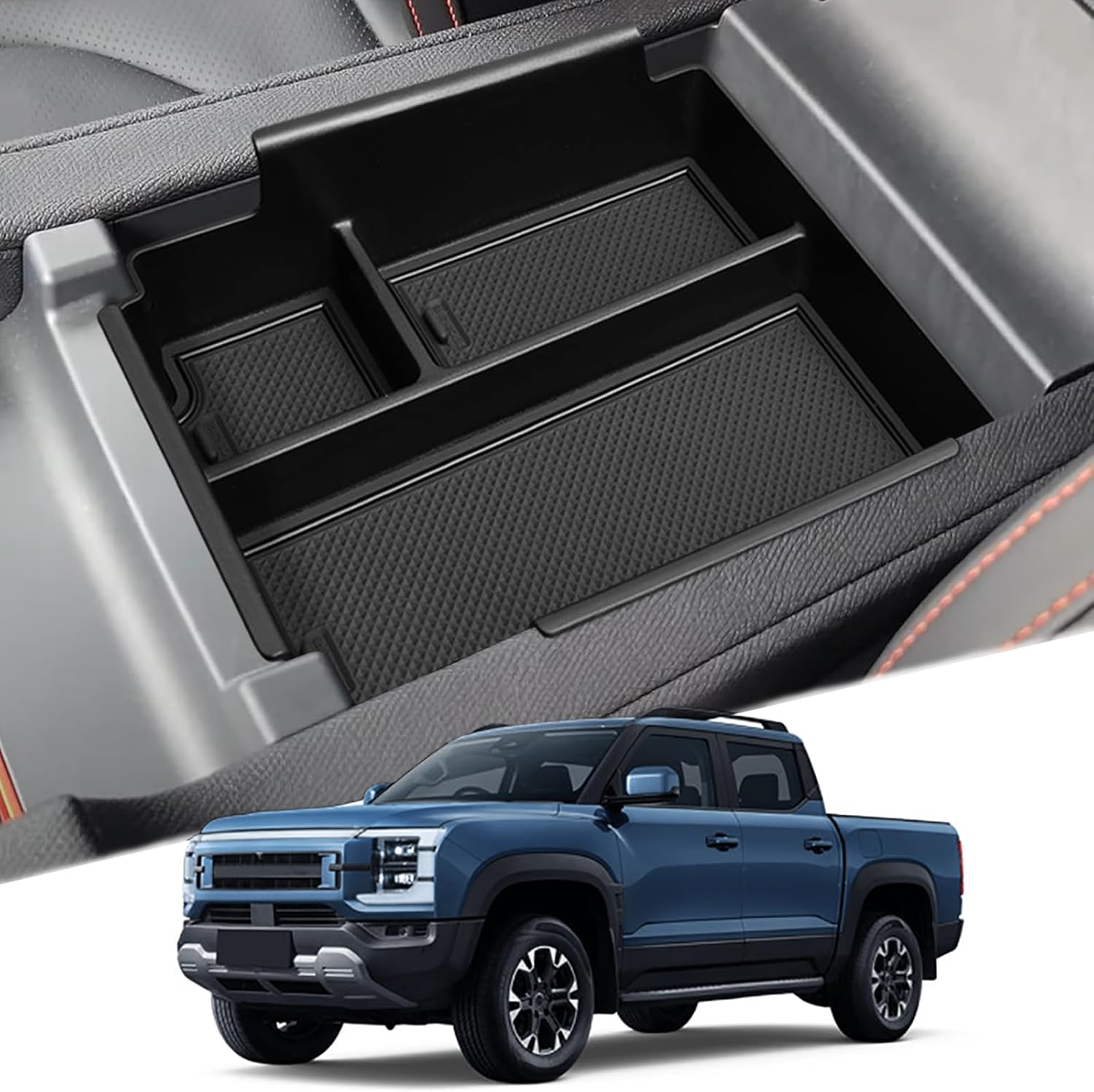 Center Console Organizer, Armrest Box Storage Tray for BYD Shark 6 2025 2024 Auto Pickup Accessories, Waterproof Car Armrest Box Insert Drawer Holder for BYD Pickup image number 2