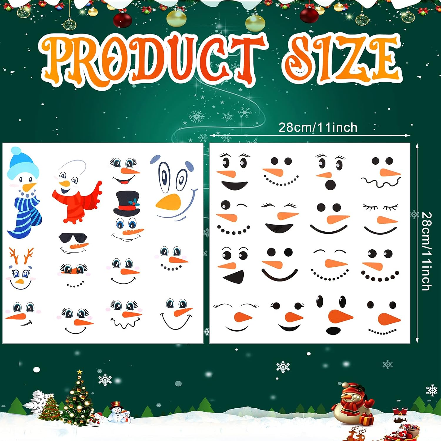 Nezyo 60 Pieces Christmas Snowman Stickers for Crafts Small Snowman Face Decals Vinyl Sticker for Xmas Window Refrigerator Wall Door Art Decorations Party Favor Decor Supplies image number 5