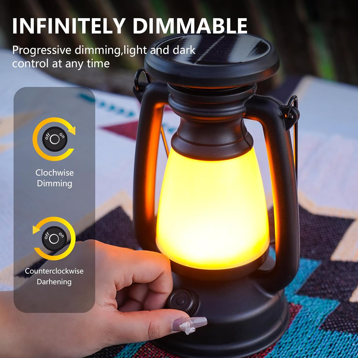 4000Mah Classic Solar-Powered Rechargeable Camping Lantern: Vintage Style for Hiking, Hunting, and Fishing. Brightness Adjustable and Eco-Friendly for Outdoor Adventures. (2) image number 2
