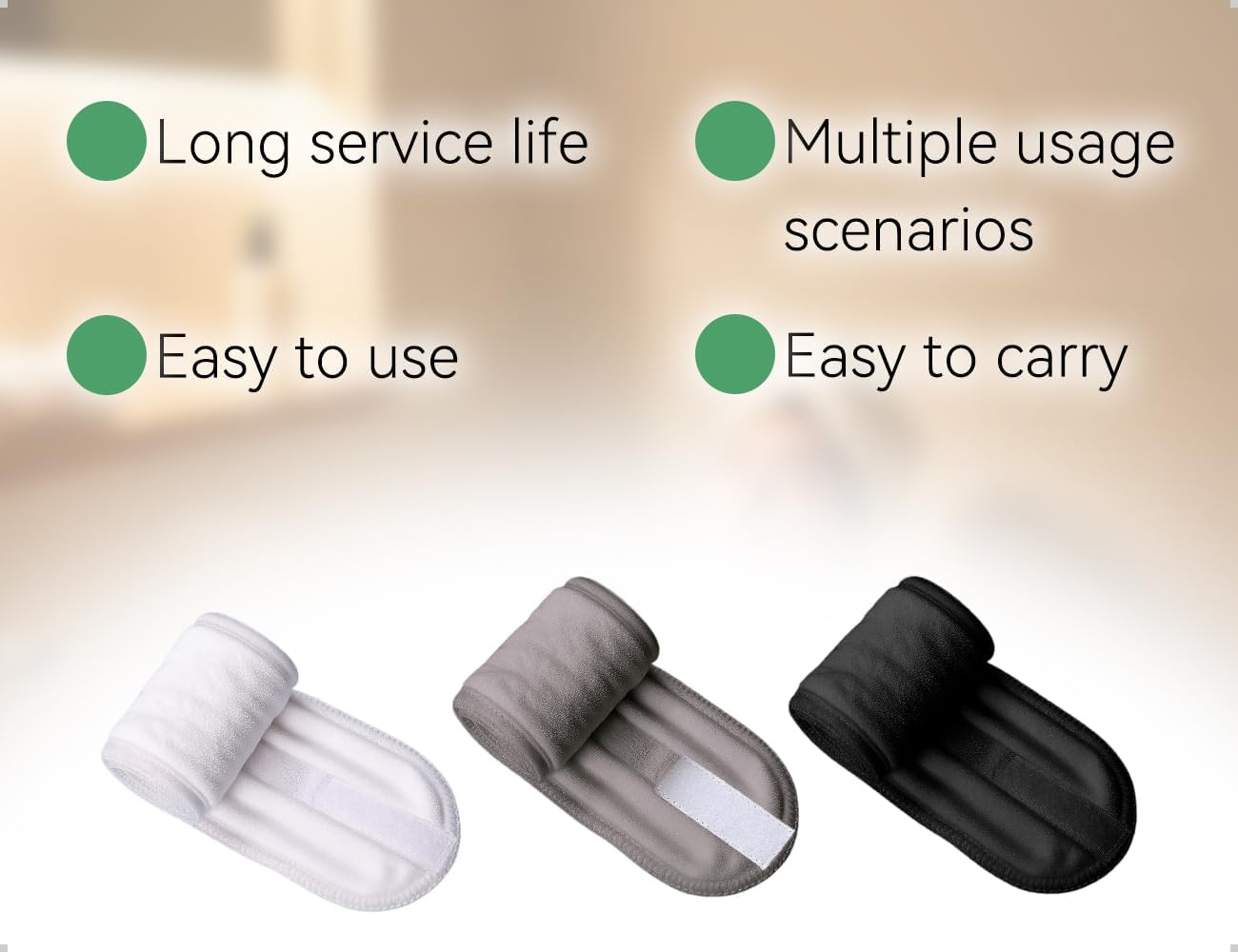 AOYEGIC Pack of 3 Cosmetic Hair Bands, Adjustable Headband for Make, Self-Adhesive Headband for Make-Up, for Sports, Make-Up, Wash Your Face (Black + White + Grey) image number 5