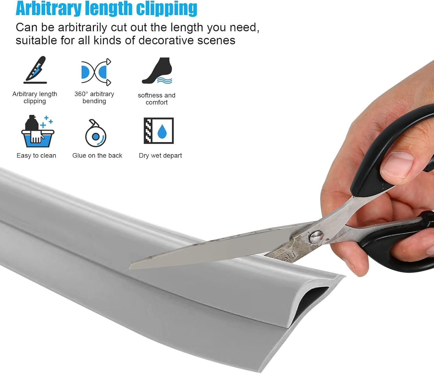 Carpet Edge Trim Strip, 1/3/5/10M Self Adhesive TPE Carpet to Floor Edging Strip, Flexible Cuttable Laminate Floor Door Strip for Bedroom (5M) - 1M image number 5