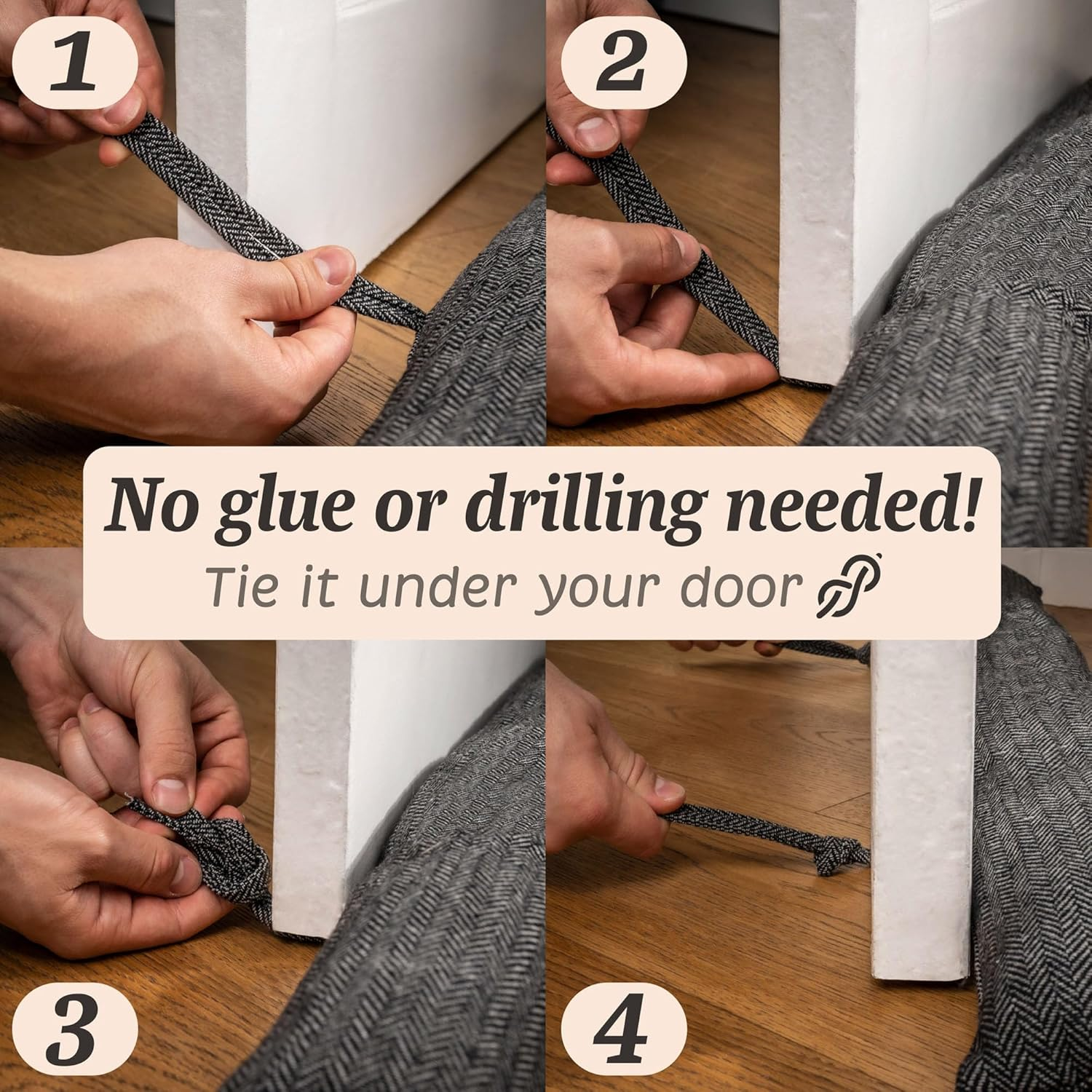 Praknu Draught Excluder for Windows up to 120 Cm, Washable, Energy-Saving, Extra Long and Heavy, Also Suitable for Wide Doors, Grey image number 5