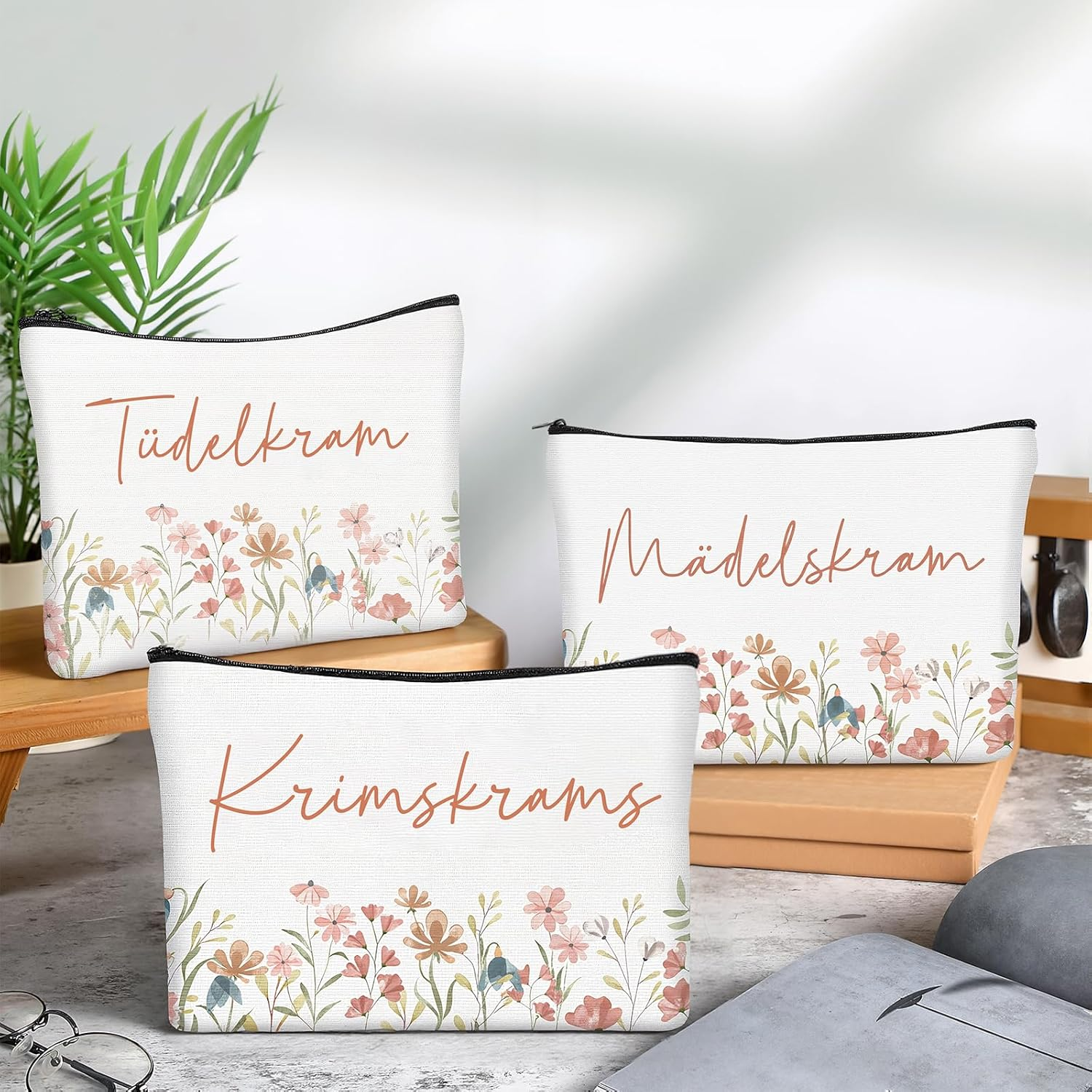 Geiserailie Pack of 3 Cosmetic Bag Small Makeup Bag with Saying Toiletry Bag Makeup Bag with Zip Gift for Women Girlfriend Mum Colleague for Bathroom Backpack Luggage image number 2