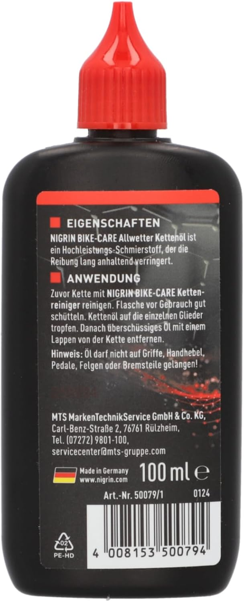 NIGRIN Bike-Care All Weather Chain Oil, 100 Ml Bottle, Bicycle Chain Oil, Reduces Friction, Makes Bicycle Chains Smooth Rolling image number 2