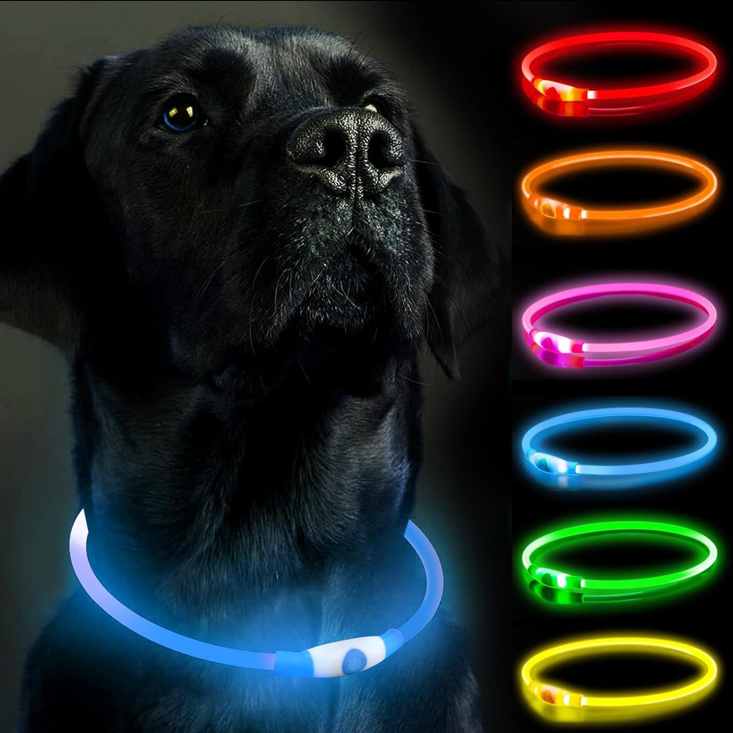 LED Dog Collar, Light up Dog Collars,Rechargeable Dog Lights for Night Walkinguniversal, Reusable Safety Necklace for Small Medium Large Dogs (Green)