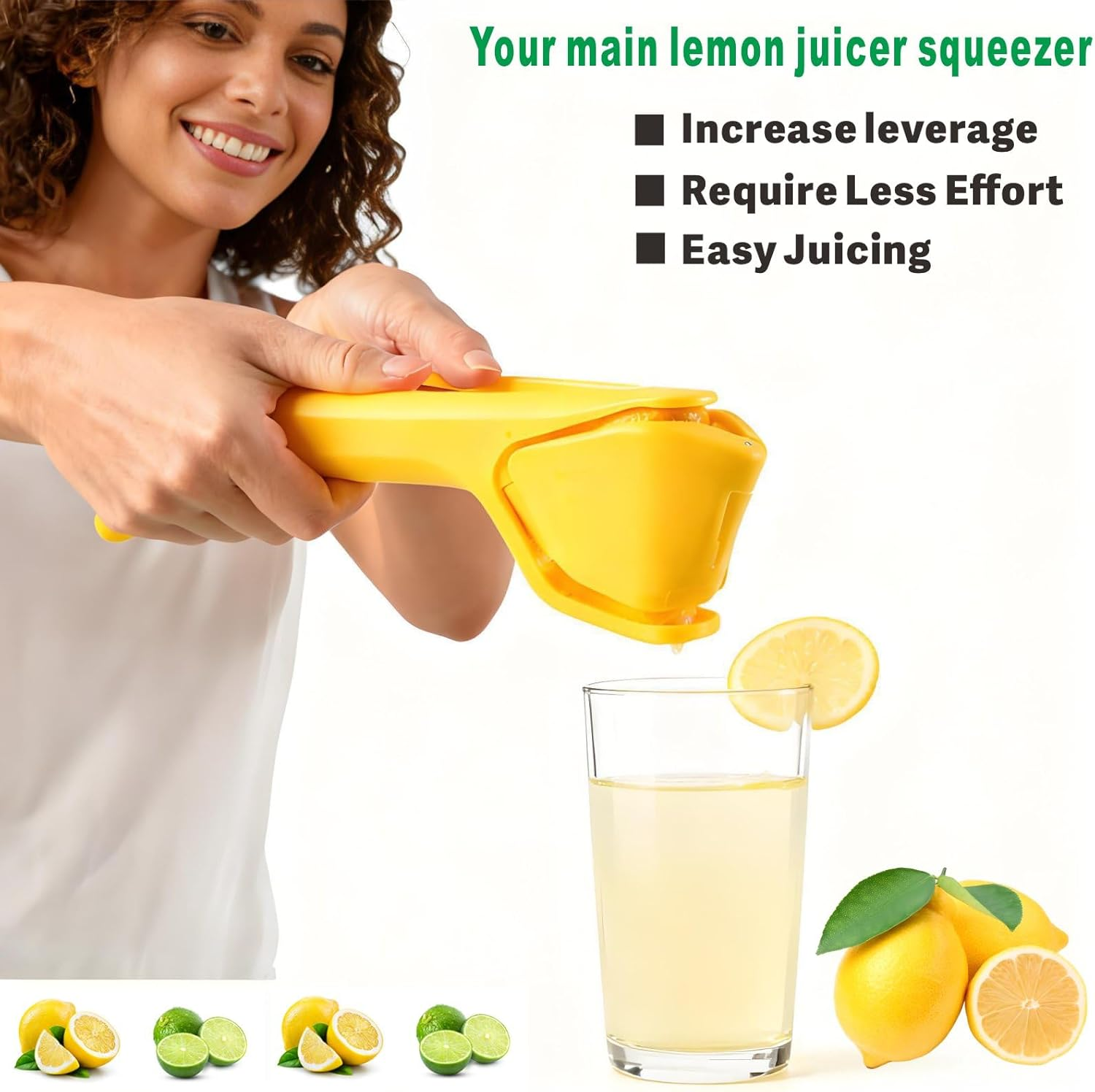 Lemon Squeezer, Effective at Squeezing Out Juice, Easy-To-Use, Very Sturdy, Lemon Juicer, Lime Squeezer, Citrus Juicers, Lemon Juicer Squeezer to Squeeze Lemons, Lime, Citrus, Orange(Yellow) - Green image number 6