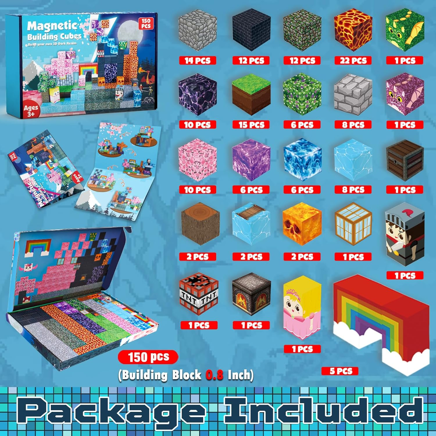 Magnetic Blocks - 150 PCS Build Dark Swordsman'S Forest Castle - Magnetic Toys for Montessori Toddler Christmas Birthday Gifts - STEM Sensory Toys for 3 4 5 6 7 8 9 10 Year Old Boys & Girls