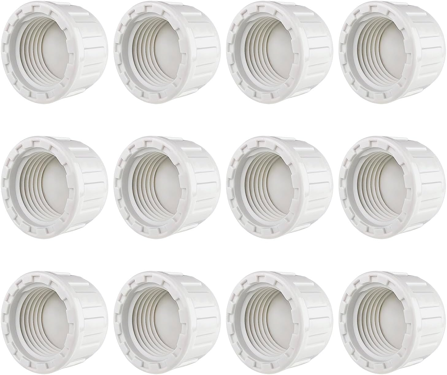 12PCS 1/2" PVC Sprinkler Cap, End Female Thread Pipe Plug Adapter for Irrigation, DIY Projects,Sprinkler Head Cap, Water Line, Plumbing Repair, Compatible with Rainbird Systems image number 2