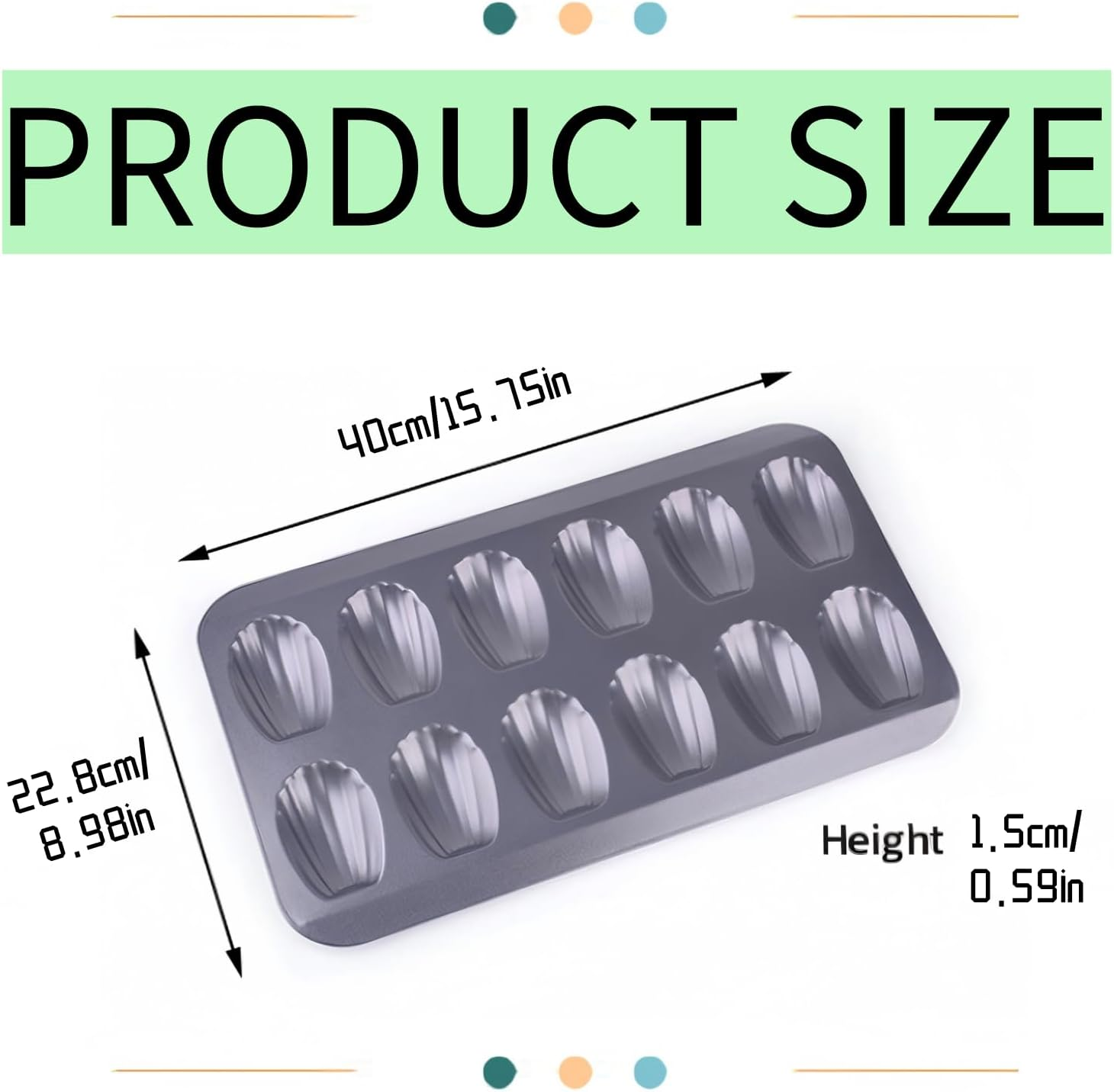 Kalione Nonstick Madeleine Pan 2 Pack 12-Cavity Heavy Duty Cookies Trays for Oven Baking, Warp Resistant Shell Shape Madeleine Mold Cake Pan, Black