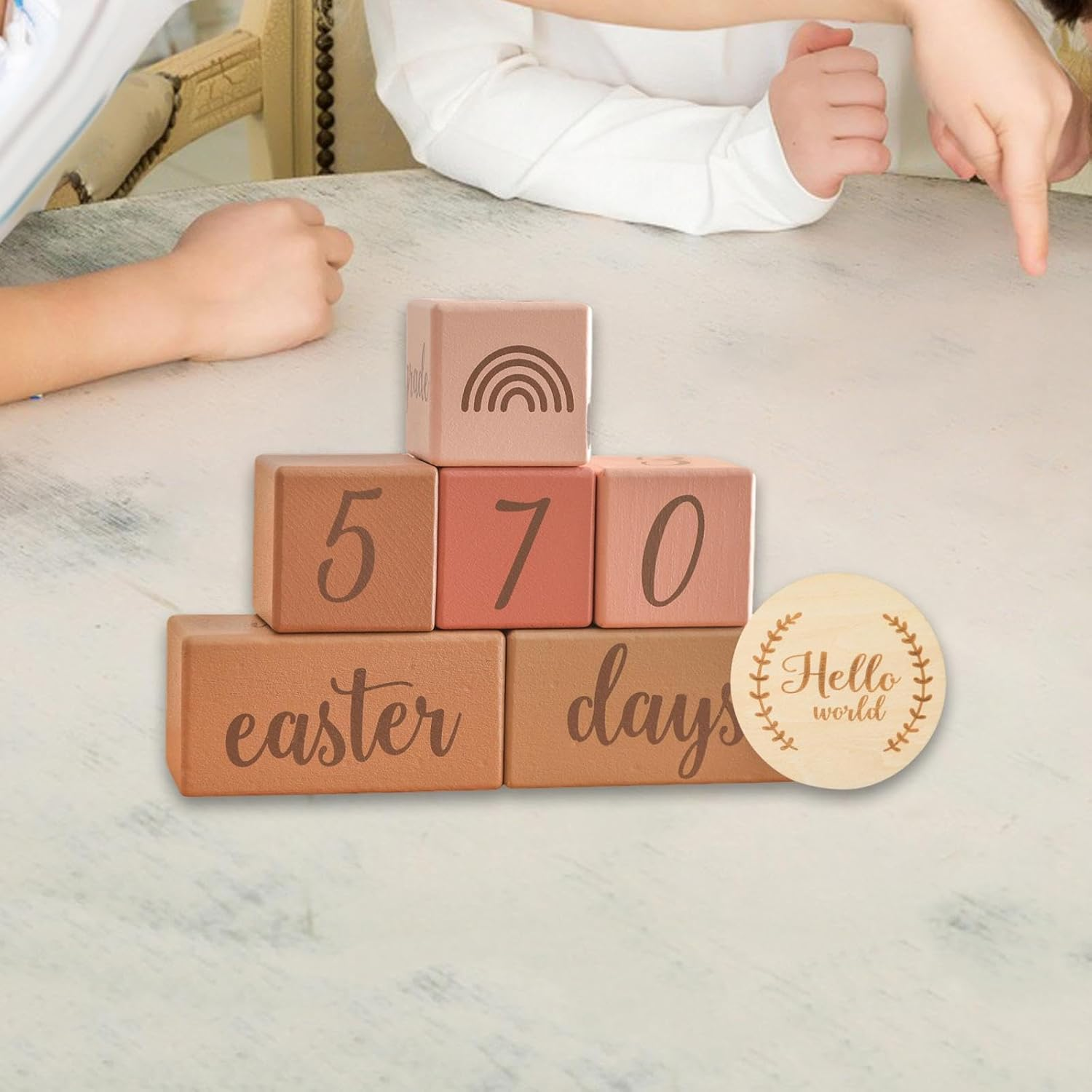 Milestone Blocks Set Memories, Growing up Newborn Keepsake Commemorative Week Month Year Decoration Boys or Girls Photo Props, Pink image number 2