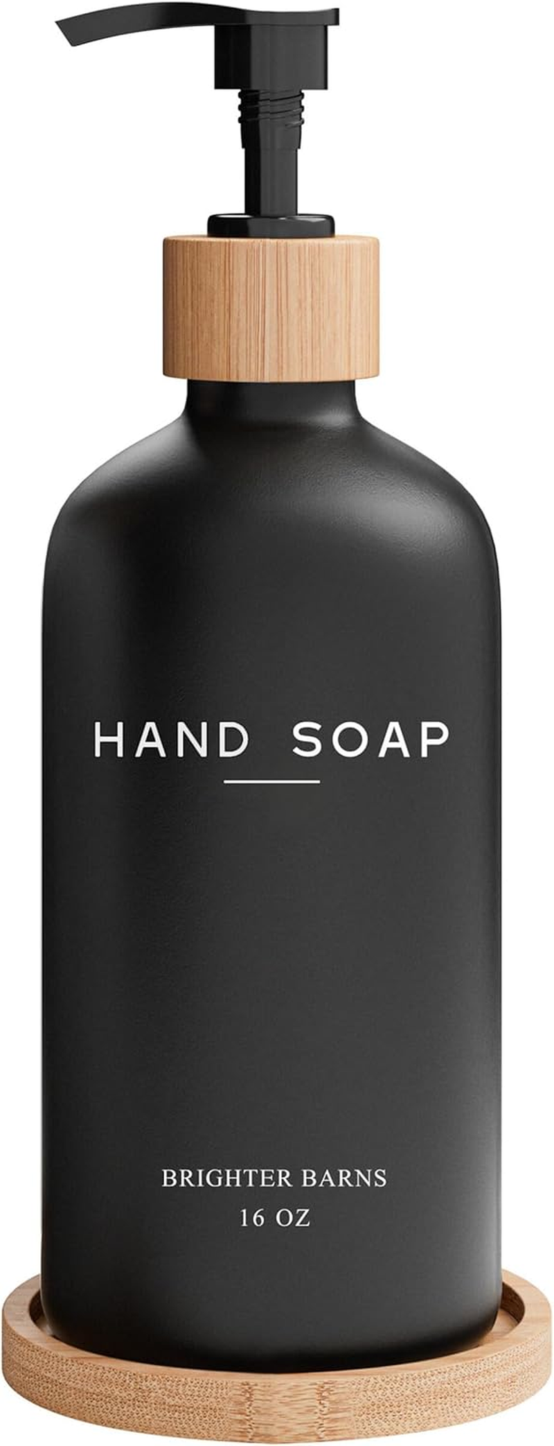 Black Glass Hand Soap Dispenser Bathroom Set by Brighter Barns - Bathroom Soap Dispenser Set with Tray - Glass Pump Bottle - Luxury Bathroom Accessories for Hotel, Vacation Rental, Restaurants (Black) image number 5
