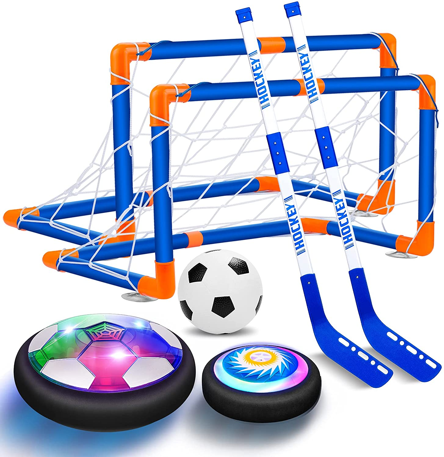 OASO Kids Toys Hover Hockey Soccer Ball Set with 3 Goals, Rechargeable Floating Air Soccer Ball with Led Light and Foam Bumper, Indoor Outdoor Sport Games Toys Gifts for Boys Girls Aged 3 4 5 6 7 8-12 image number 2