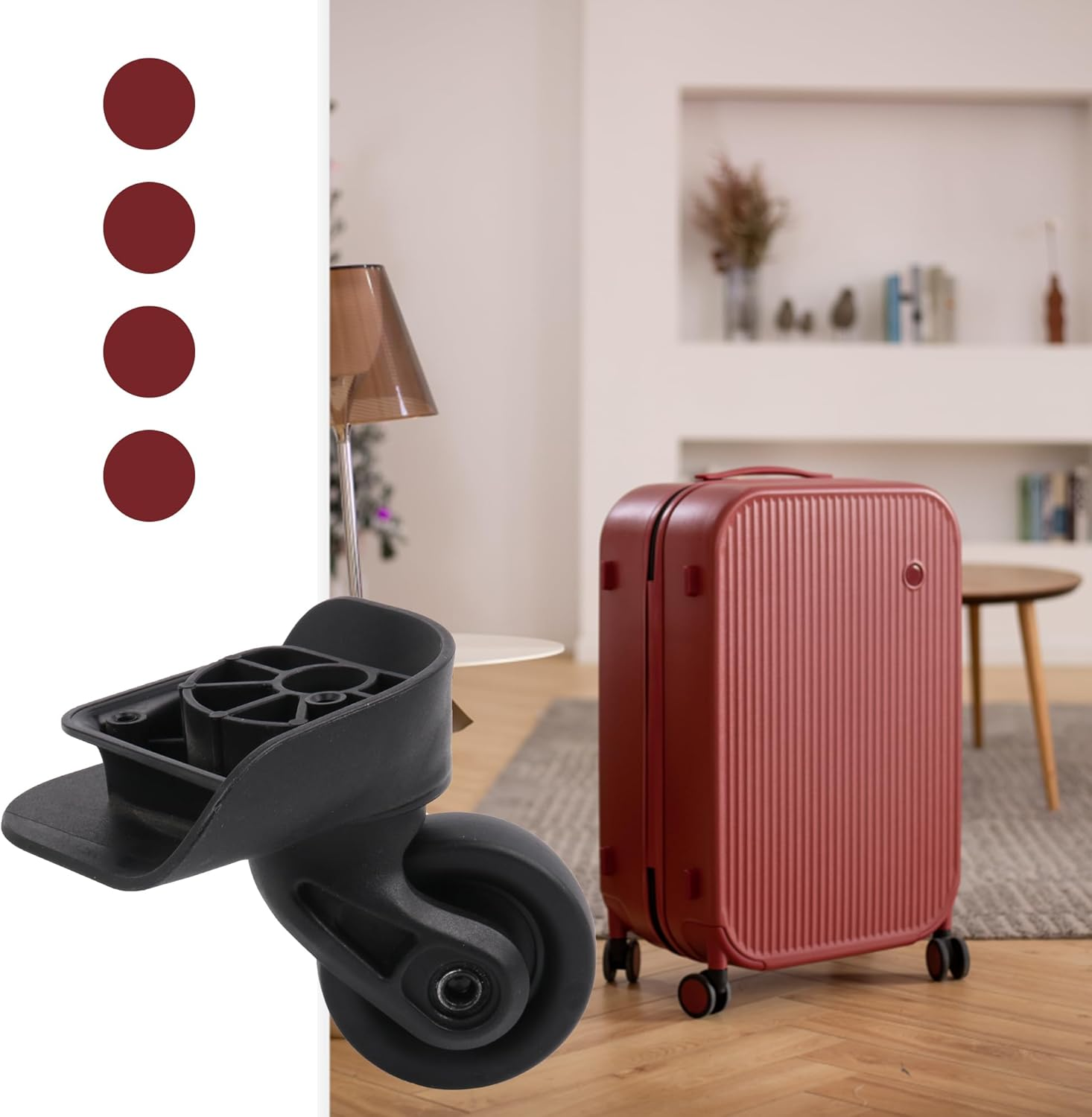 BQLZR Travel Black Luggage Mute Wheels Left W237 360 Swivel with 2 Screws for Suitcase image number 2