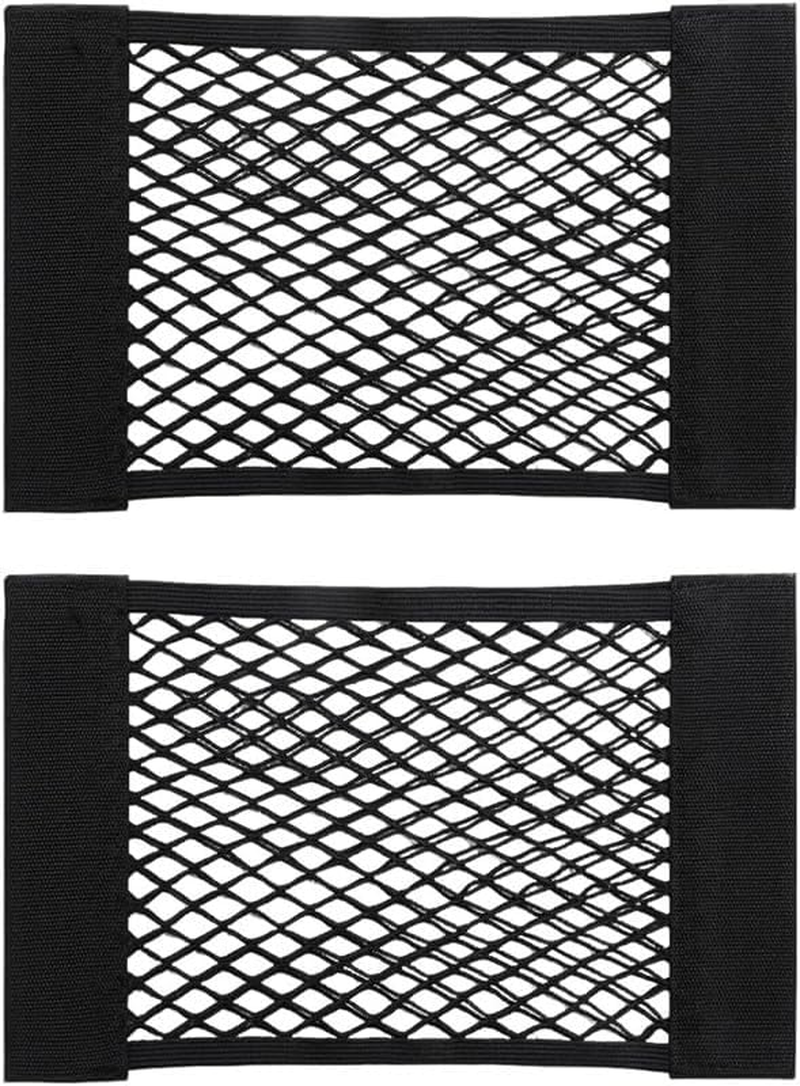 Cargo Rear Trunk Seat Net, 2Pcs Mesh Cargo Nets with Tape Stickers, Black Adhesive Car Back Rear Trunk Seat Mesh Net, Small Size