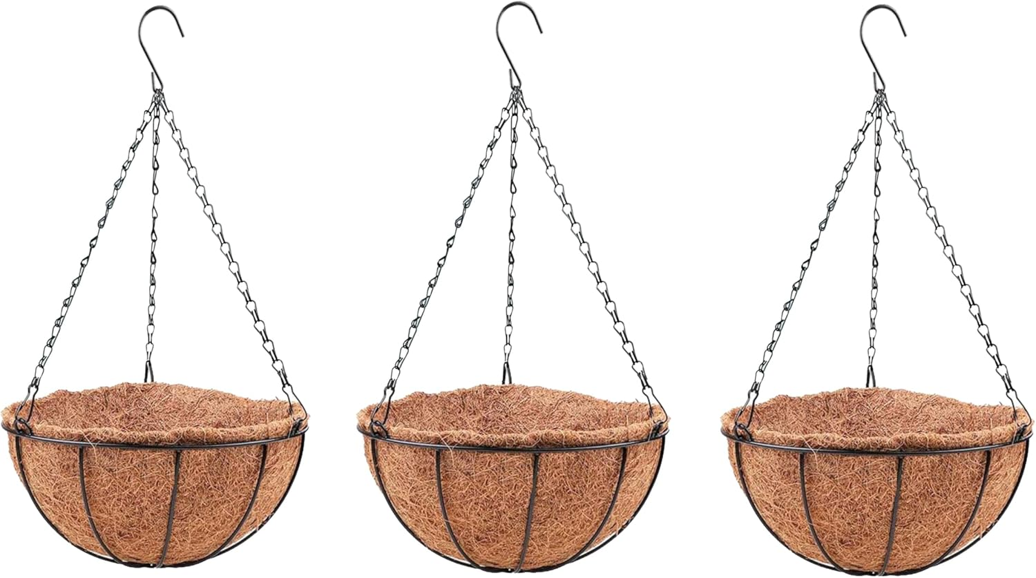 Hanging Basket for Plant - 3 Pack, 10 Inch, Hanging Metal Wire Planters with Coco Liner, Flower Pots Hanger round Plant Holder Porch Home Decor Garden Outdoor Macetas Colgantes Para Plantas image number 4