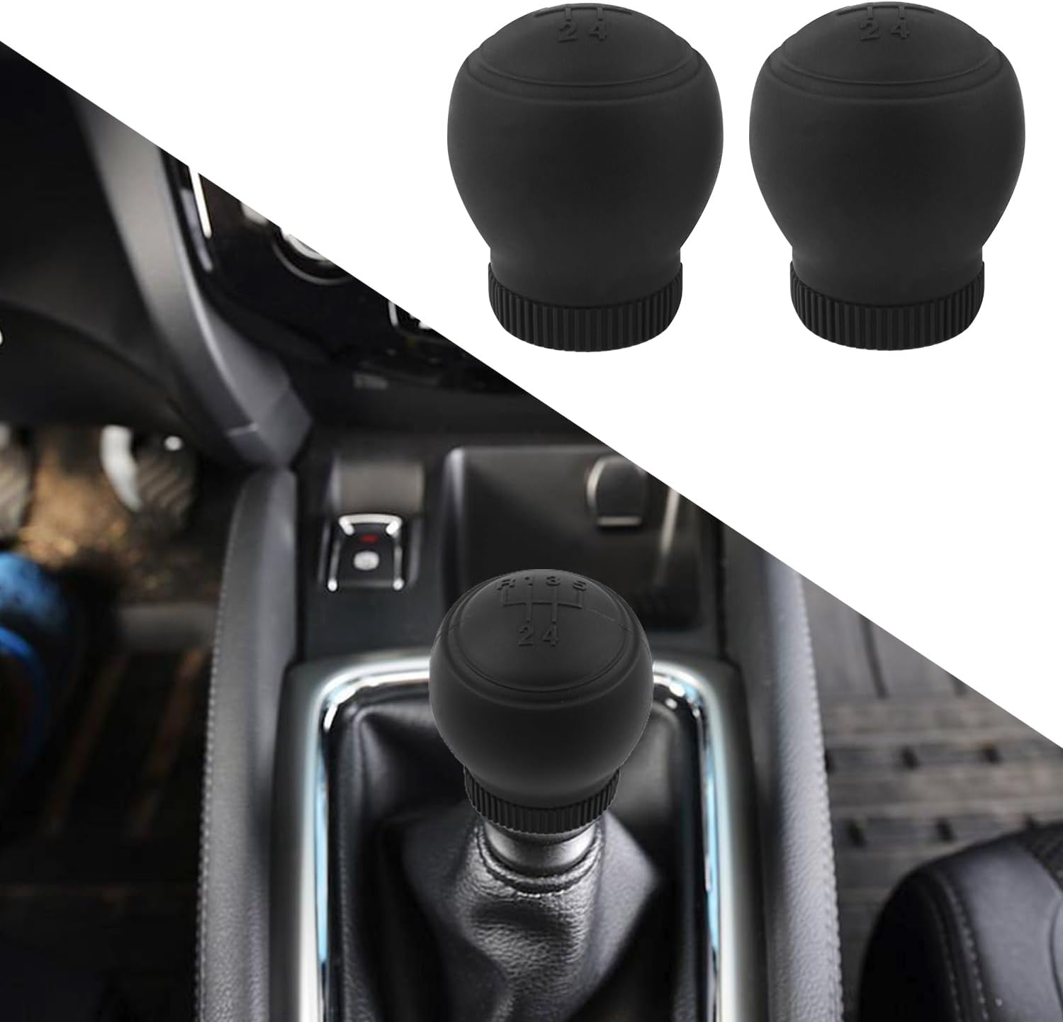 2PCS 5 Speed Car Gear Shift Cover,Anti Slip Silicone Shift Knob Cover Car Decorations Protects Shift Knobs,Universal Manual Shifter Cover Car Accessories Interior (Black) image number 3