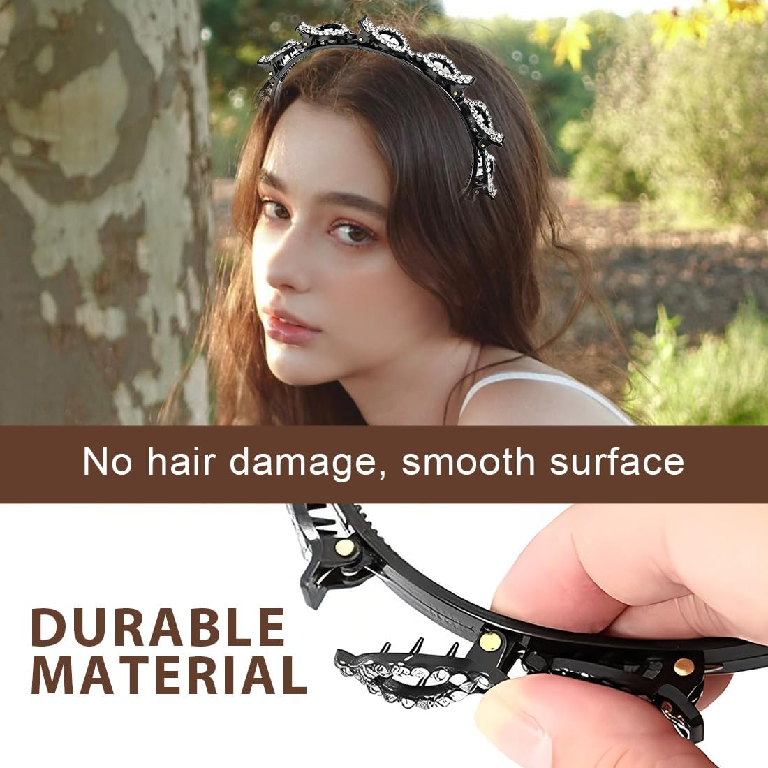 BIRLOZA 1 X Hair Band with Twist Clip Hairstyle Aid Hair Band with Clips Hair Twister Headband Twist Clip Headband Girls Hair Accessories Double Clip Headband image number 1