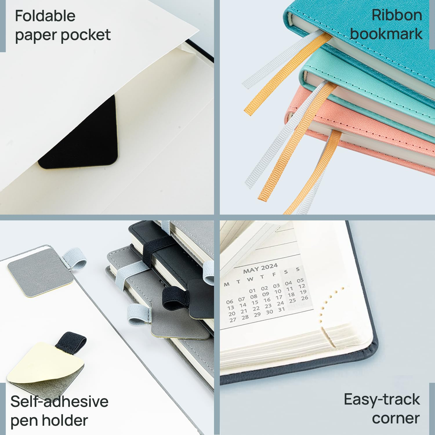 POPRUN 2026 Diary Week to View Large (26.5X21.5 Cm) PU Leather Soft Cover Vertical Weekly Appointment Diary 26 Planner, Monthly Tabs, 100GSM Paper (Black） image number 1