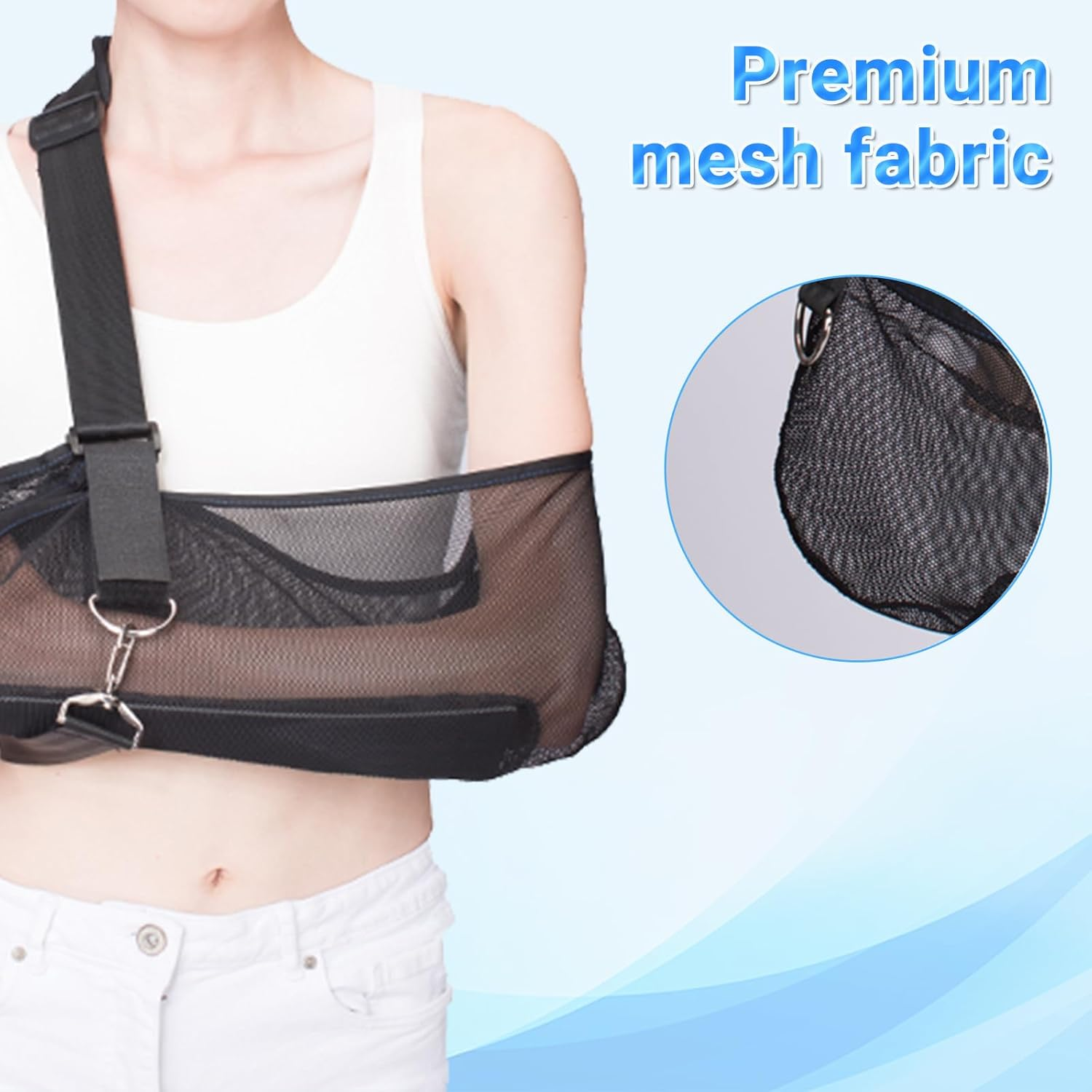 Arm Sling for Shower Men and Women,Breathable Mesh Shoulder Sling for Left Arm Support,Arm Sling Shoulder Immobilizer for Dislocation, Fracture,Rotator Cuff Injury(S) image number 2