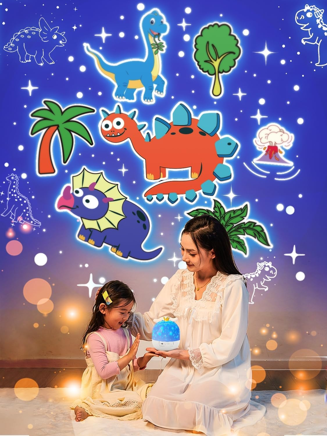 Projector Night Light for Kids + 21 Sets of Films, Kids Night Light Projector for Bedroom, Ceiling, Galaxy Projector for Girls with 360&deg; Rotation, Dimmable for Birthday, Christmas, Nursery, Room Decor image number 5